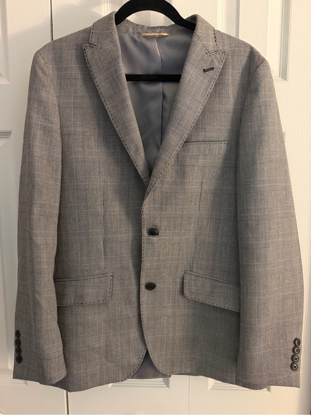 J.M. Haggar | Glen Plaid Sharkskin Suit Jacket Blazer Grey | Size 38R | Good